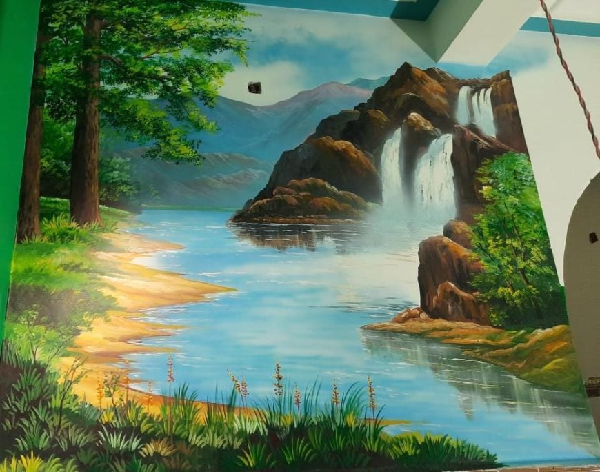 Wall Painting Design of Beautiful and colorful scene