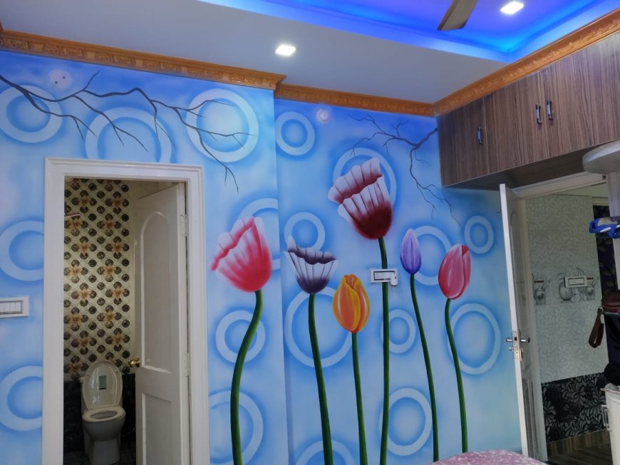 Wall Painting Design of  Beautiful Painting For Bathroom Wall