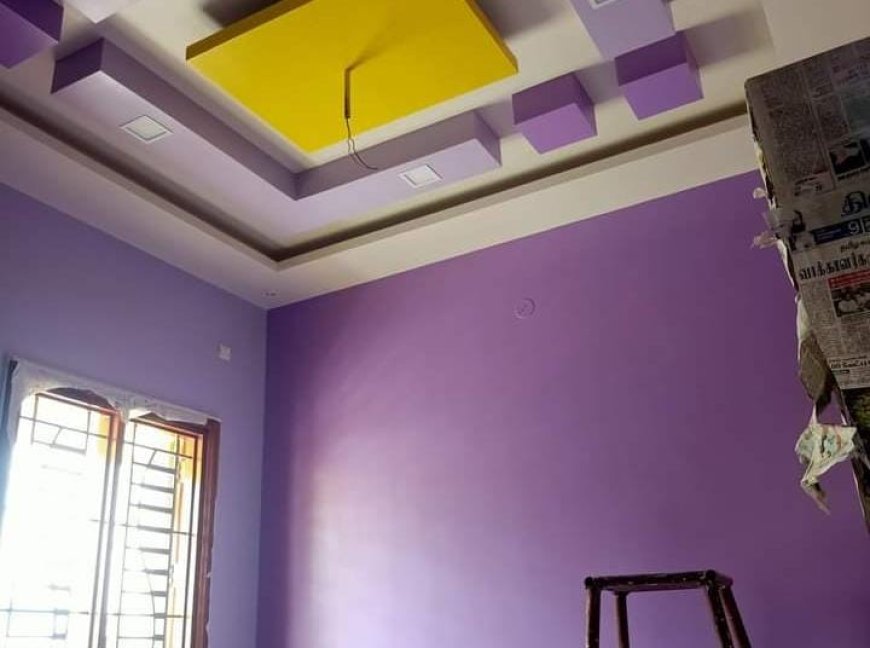 Light Purple and Purple - Wall Colour Combination & Wall Painting Design