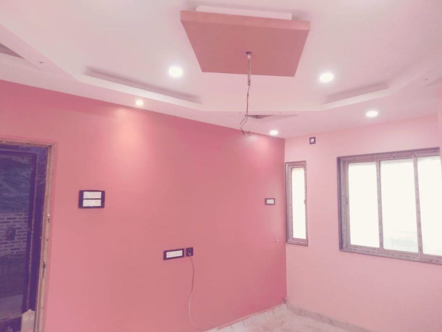 Pink and Off White - Wall Colour Combination & Wall Painting Design