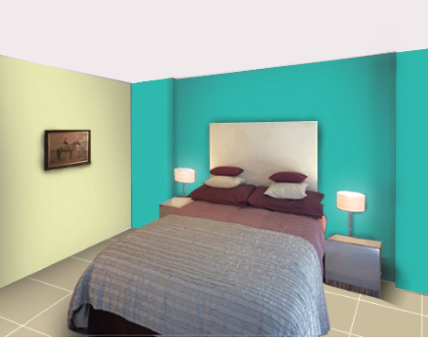 Two Colour Combination For Bedroom Walls - 44 -  Turquoise and beige