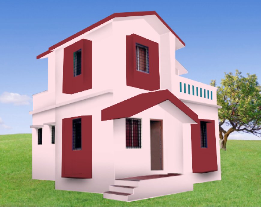 Light pink and Maroon   Exterior Wall Colour Combination