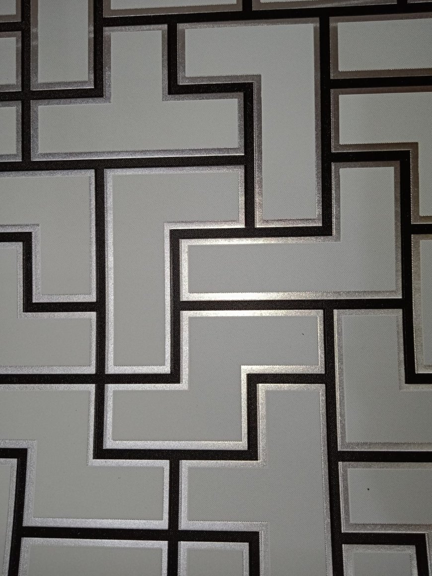 Wallpaper Designs For Wall - Grey With Black Silver Outline