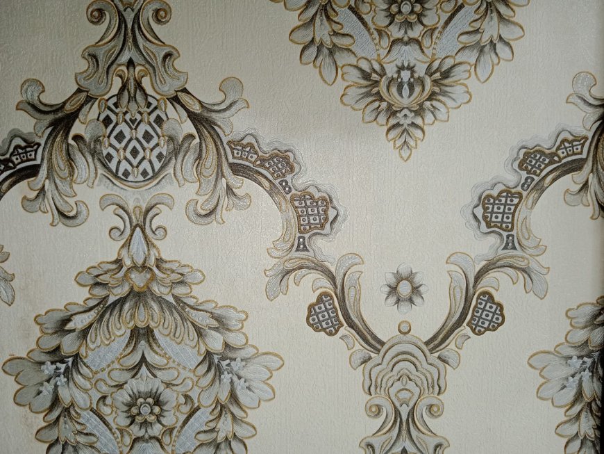 Wallpaper Designs For Wall - Floral Wallpaper With Golden and Silver Color Combination
