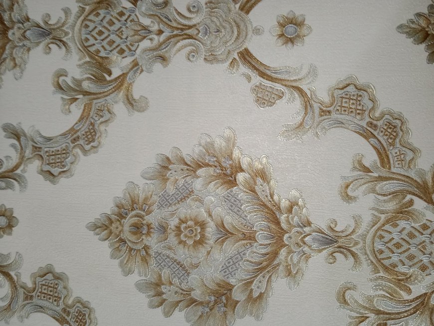 Wallpaper Designs For Wall -Floral Wallpaper With Golden and Silver Texture Combination