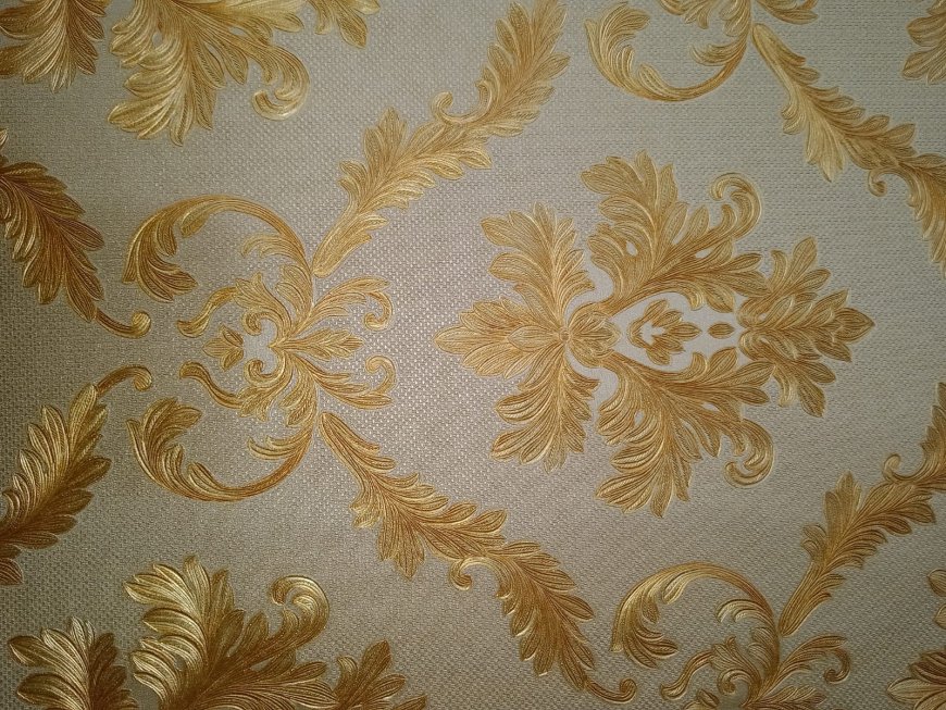 Wallpaper Designs For Wall - Floral Wallpaper With Silver Background and Golden Floral