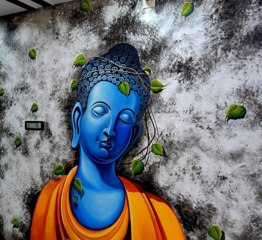 3D Wall Painting Designs - 3D Painting of Buddha with Beautiful Colors