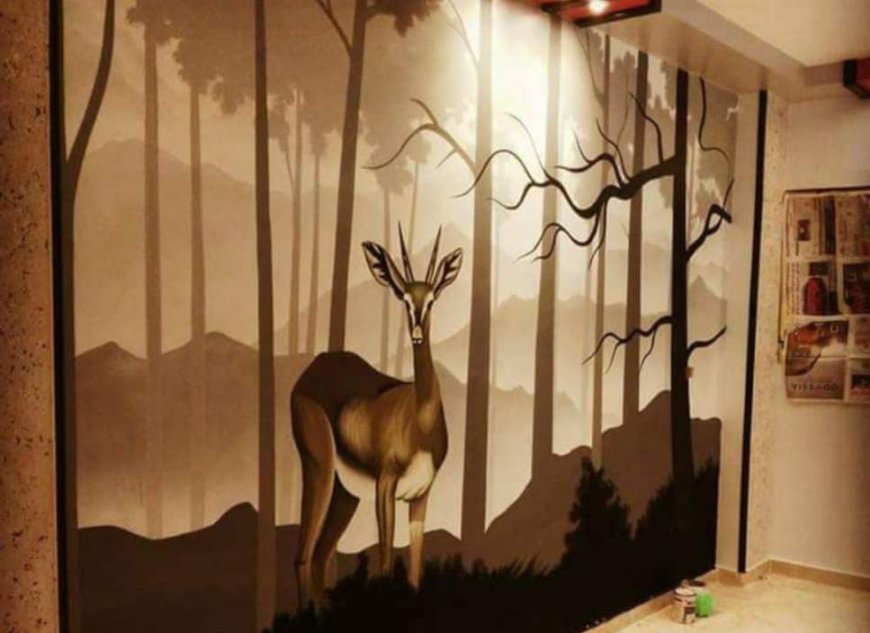 3D Wall Painting Designs - Deer in a rainforest