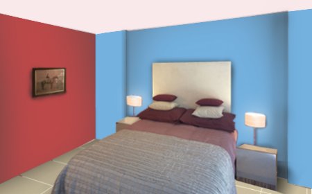 Blue Two Wall Colour Combination For Bedroom And Living Room
