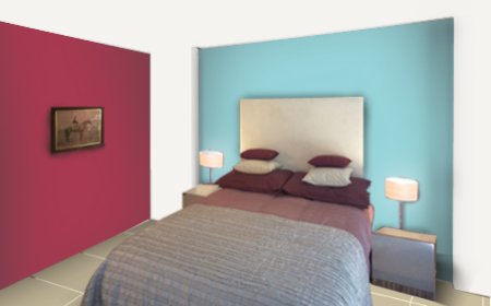 Red Two Colour Combination For Bedroom Walls And Living Room