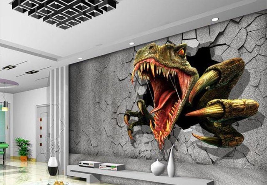 Wall Decoration Ideas- Grey With Dinosaur Design
