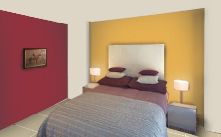 Golden Two Wall Colour Combination For Bedroom