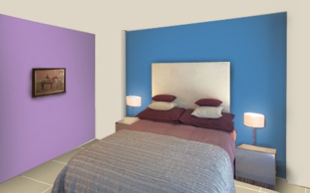 Sky Blue Two Wall Colour Combination For Bedroom