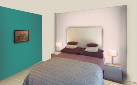 Beige Two Wall Colour Combination For Bedroom