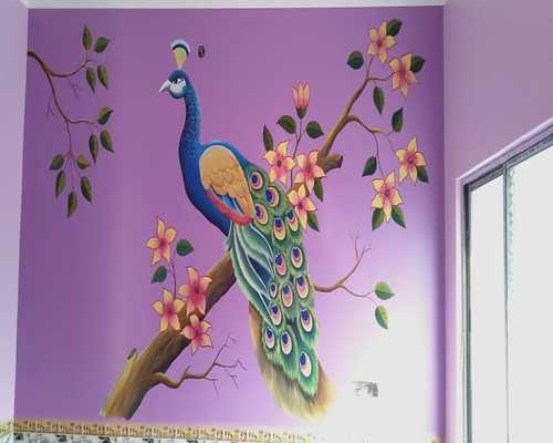 peacock wall painting